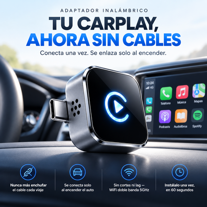 Adaptador CarPlay Inalámbrico — Conexión Automática Sin Cable